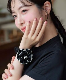 Tiaclasse 配色パイピングフラワーヘアゴム