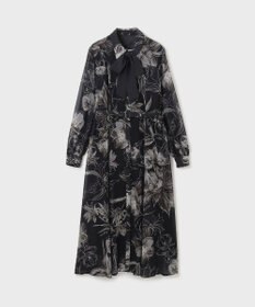 GRACE CONTINENTAL リボン付ロゴフラワープリントワンピース