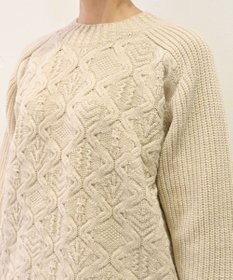 muuc 〈上質なシェットランドウール＆カシミヤ〉〈5種類の模様編み〉パッチワーク柄ケーブル模様編みセーター