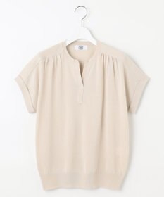 J.PRESS LADIES 【洗える・抗菌防臭】コットンアセテート バンドカラー ニット