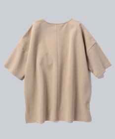 WHITE MAILS PAPER DOUBLE JERSEY KEY NECK T-シャツ