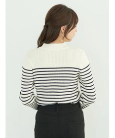 earth music&ecology ゴールド釦スリーブリブプルオーバー