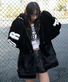 WEGO 【ユニセックス着用ITEM/MLサイズ展開】エコファーグラフィックブルゾン