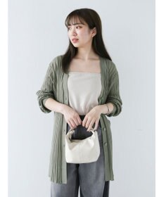 Green Parks 推しニット　リブ編みミドル丈カーディガン
