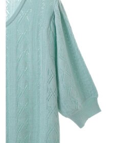 earth music&ecology リボン柄透かし編みニットカーディガン