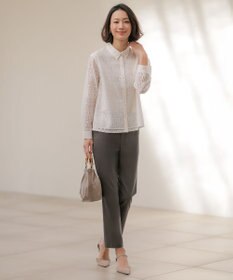 J.PRESS LADIES ジオメトリックレース ブラウス