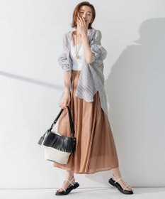 23区 【WEB限定カラーあり/洗える】LIBECO バンドカラー ビッグシルエット シャツ