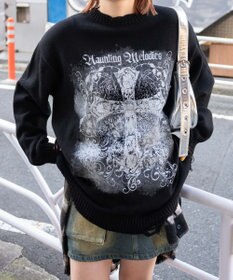 WEGO クラッシュBIGプリントニットプルオーバー