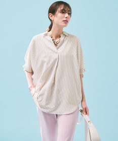 ANY L 【新色追加】スキッパーネック袖タックブラウス