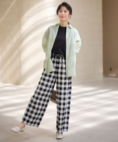 ANY 【ウエストゴム】リネンレーヨンワイドパンツ