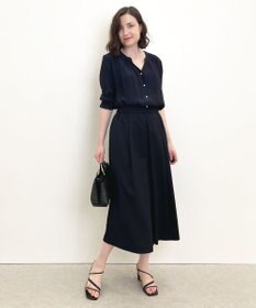 自由区 【接触冷感・速乾・UVカット・撥水・防シワ】リネンライクツイル タックスカート