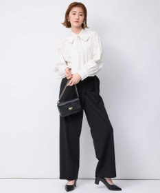 23区 【洗える】ライトメモリータフタ ボリュームボウタイ ブラウス