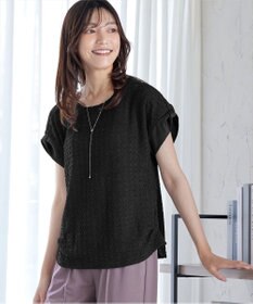 Tiaclasse 【洗える】ふくれジャカードカフス付きカットソー