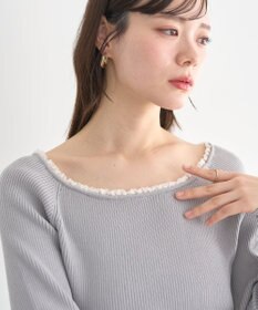 earth music&ecology 【予約】レーストリムリブニットプルオーバー