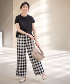 ANY 【ウエストゴム】リネンレーヨンワイドパンツ