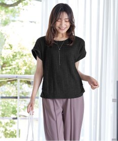 Tiaclasse 【洗える】ふくれジャカードカフス付きカットソー