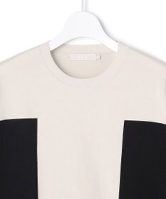 ICB 【洗える】マットヴィスコースポリエステル ブロッキングニット