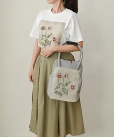 AND WOOL ポピー押し花刺繍バッグ