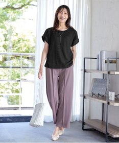 Tiaclasse 【洗える】ふくれジャカードカフス付きカットソー