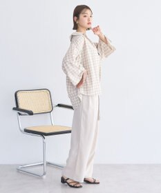 earth music&ecology シャーリングスリーブチェックシャツ