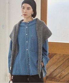 WEGO 【ANGIE VINTAGE】オーバーサイズ バンドカラー デニムシャツ