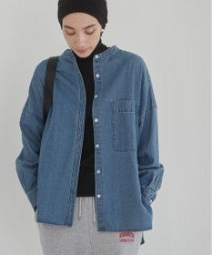 WEGO 【ANGIE VINTAGE】オーバーサイズ バンドカラー デニムシャツ