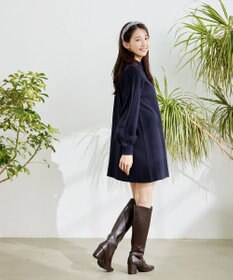 Tiaclasse 【洗える】袖ケーブルニットチュニック