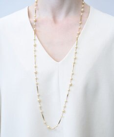 monshiro ガラスパールチェーンロングネックレス