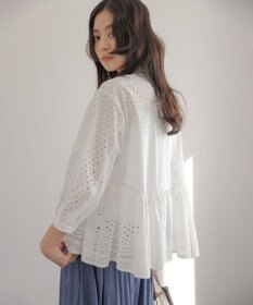 組曲 エンブロイダリーレーススタンドネック ブラウス