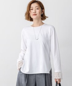 23区 S 【洗える】ナチュラルコットンベア レースレイヤード カットソー