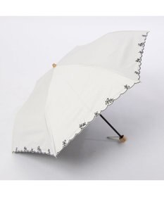 UNBILLION カシュネ cachenez /【晴雨兼用　日傘　UVカット率・遮光率100％生地使用 】PUプチフラワー刺繍ミニ折りたたみ傘