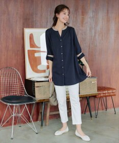 Tiaclasse 【洗える】クレリックシャツチュニックブラウス