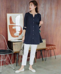 Tiaclasse 【洗える】クレリックシャツチュニックブラウス