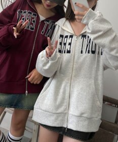 WEGO ロゴWジップビッグパーカー