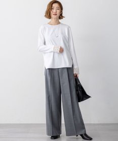 23区 S 【洗える】ナチュラルコットンベア レースレイヤード カットソー