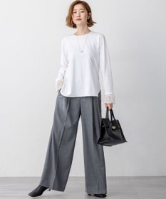 23区 S 【洗える】ナチュラルコットンベア レースレイヤード カットソー