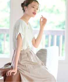 Tiaclasse 【洗える】ふくれジャカードカフス付きカットソー