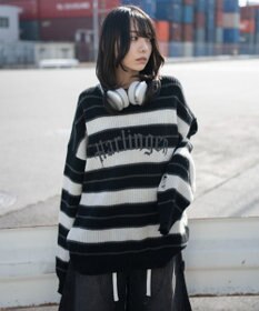 WEGO 【ユニセックス着用ITEM】アゼアミボーダーニットプルオーバー