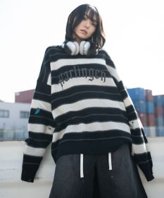 WEGO 【ユニセックス着用ITEM】アゼアミボーダーニットプルオーバー