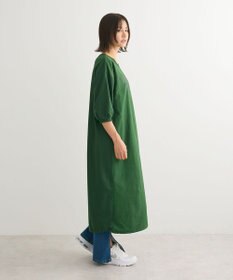 Green Parks ７分袖裏毛ドッキングロゴワンピース