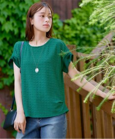 Tiaclasse 【洗える】ふくれジャカードカフス付きカットソー