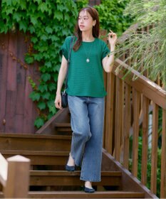 Tiaclasse 【洗える】ふくれジャカードカフス付きカットソー