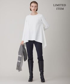 ICB L 【WEB限定・洗える】ヴィスコースストレッチポンチ イレギュラーヘムプルオーバー