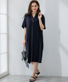 23区 L 【Lサイズ限定/吸水速乾/UVカット/接触冷感/】ストレッチジョーゼット 半袖ワンピース