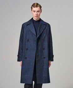 JOSEPH HOMME 【HIGH GRADE LINE】ドローイングプレイド ダブルブレストコート ネイビー系3