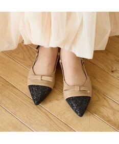 MODE ET JACOMO <carino>グリッターコンビフラットシューズ