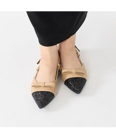 MODE ET JACOMO <carino>グリッターコンビフラットシューズ