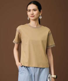 自由区 S ナチュラルコットンハイゲージシアーアクセント Tシャツ