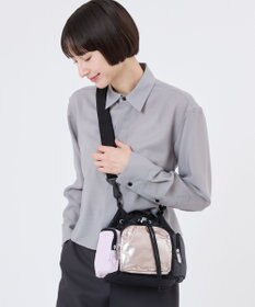 LeSportsac CONV DRAWSTRING CRSSBDY/ブラック/ローズゴールドシャイン/ピンク