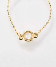 Phoebe ≪サイズ調整可能≫【金属アレルギー対応】プチベゼルストーンチェーンリング　ゴールド